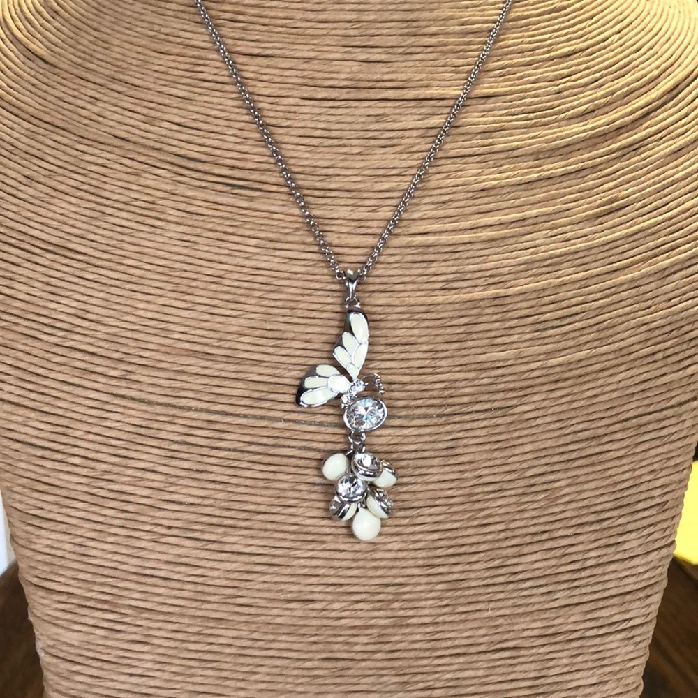Enamel and Swarovski crystal butterfly necklace
